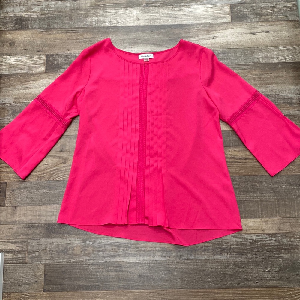 Calvin Klein • Pleated Front Hot Pink Top